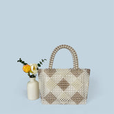 Sac à panier à légumes fait main à motifs de diamants Sac à perles de grande capacité